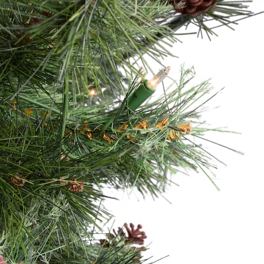 4 Ft. Pre-Lit Country Mixed Pine Artificial Christmas Wall or Door Tree, Clear Lights